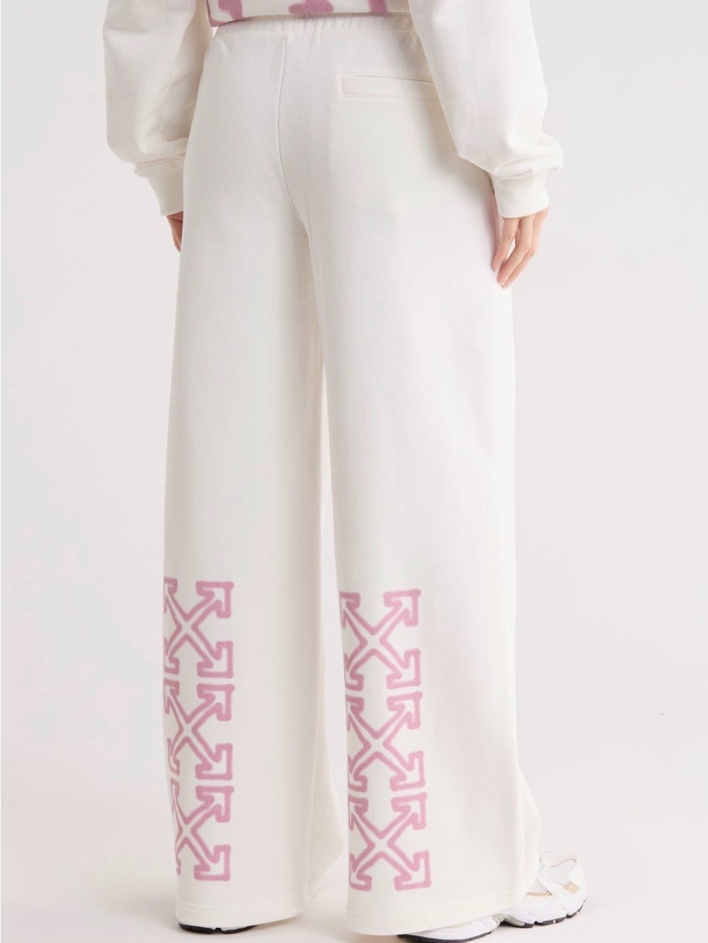 Off-White Sweat Pants Wide Leg Pink Accent NWT